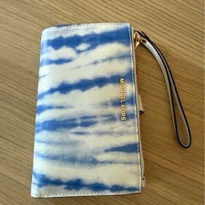 Michael Kors Tie-Dye Blue and White wristlet